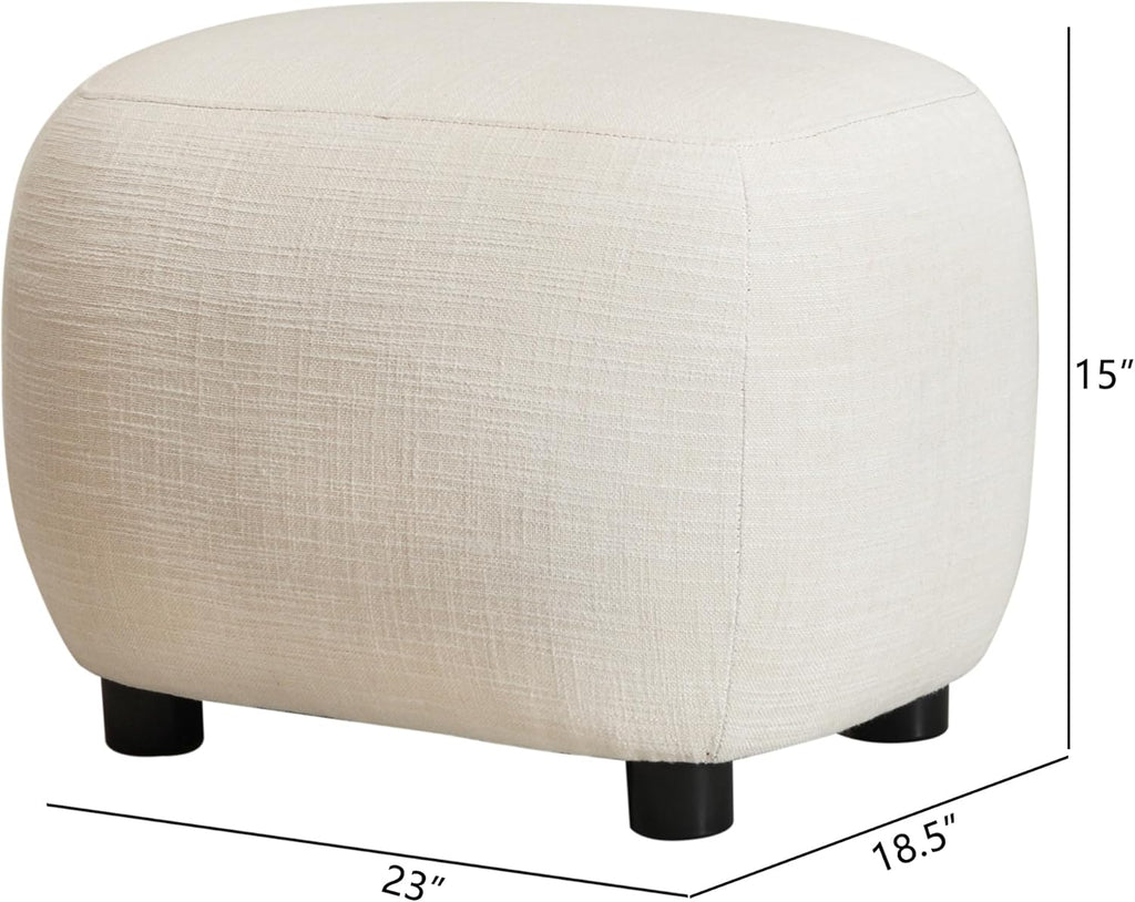 Modern Swivel Lounge Chair and Ottoman — Ivory Linen