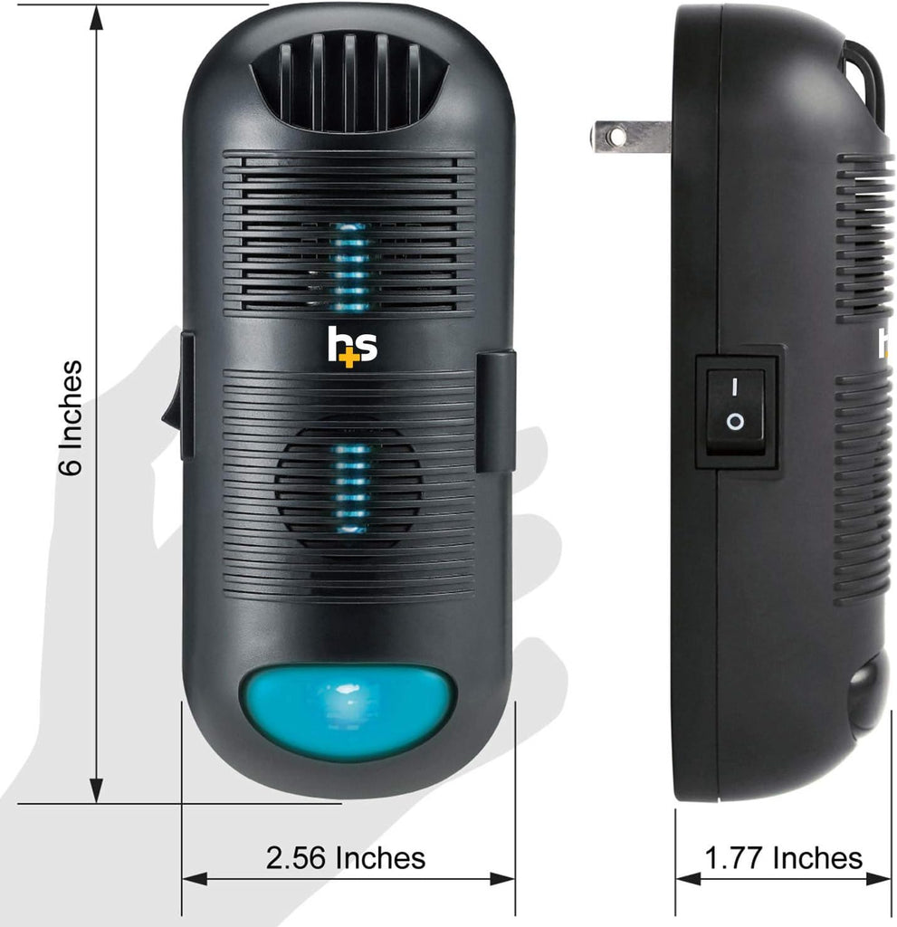 Air Purifier and Air Sanitizer with UVC Ultraviolet Light That Cleans up to 300 Square Feet Pluggable, Black, 1 Count