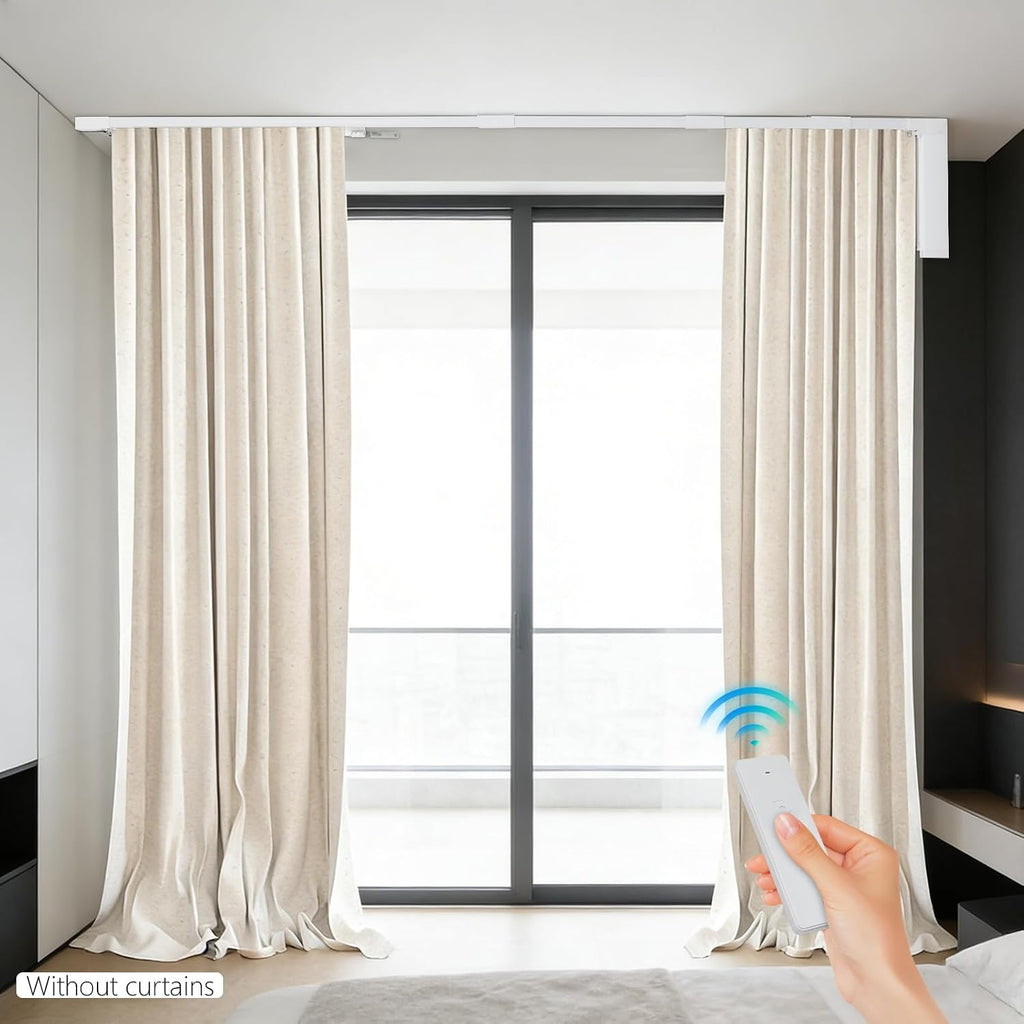 Headry Electric Curtain Track with Remote Control, Home Motorized Curtain Rail, Smart APP Adjustable Length 47-126