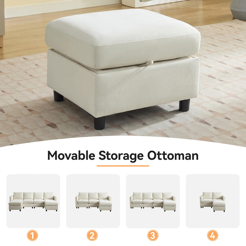 107"Modular Sectional Sofa Convertible U Shaped Sofa Couch Set with Storage, Modern 6 Seater Modular Sectional Couch