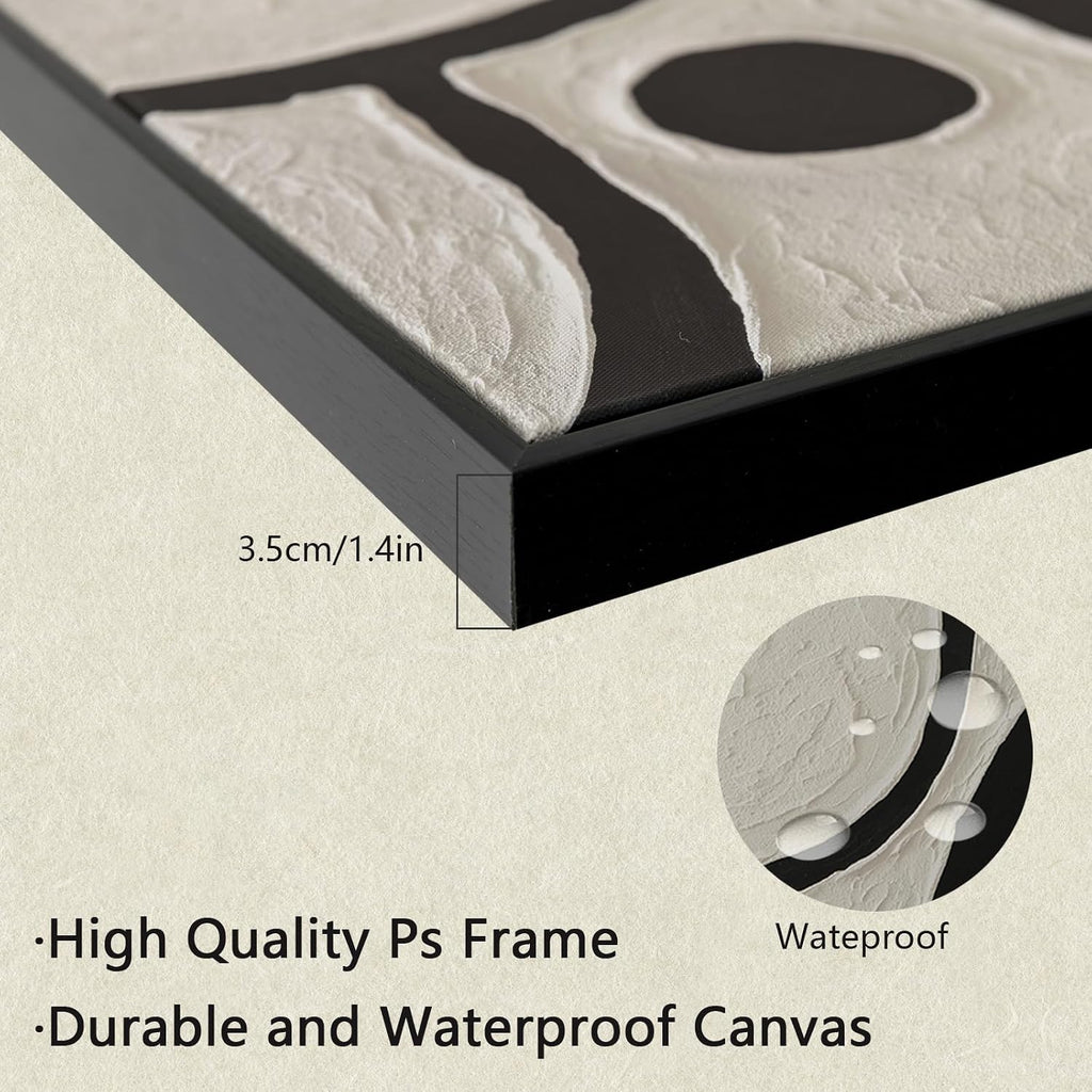 3 piece Black and White Wall Art Set Large Framed Modern Abstract wall decor Canvas Prints Paintings Artwork