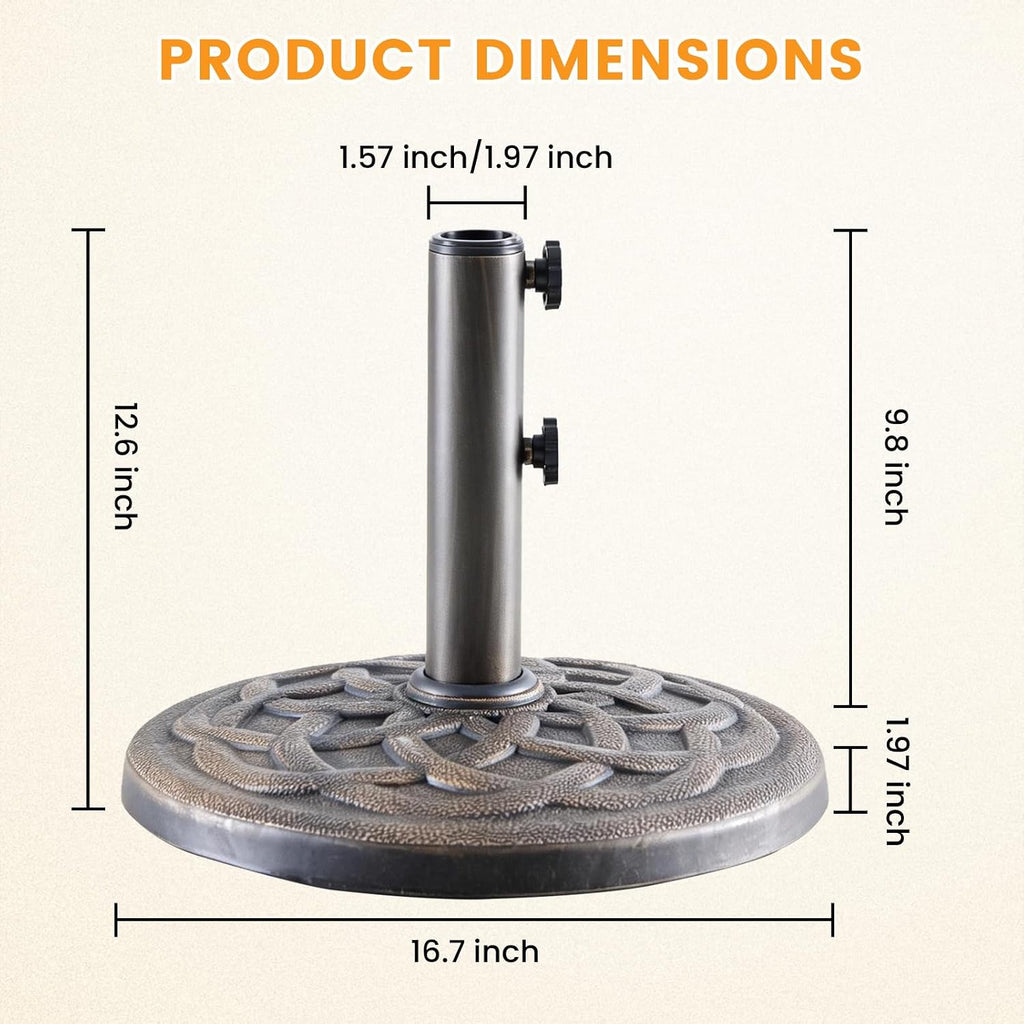 Patio Umbrella Base, Heavy-Duty Resin Outdoor Umbrella Stand, Weather-Resistant Powder Coated Umbrella Holder Pool