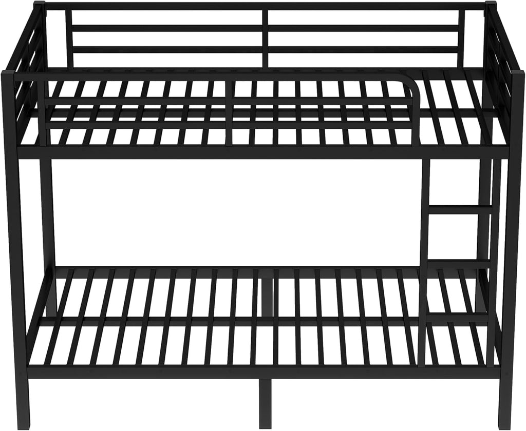 Metal Twin XL Over Twin XL Bunk Bed for Adults/Kids,Heavy Duty Adults Bunk Beds with Guardrail & Ladders,Twin XL Size