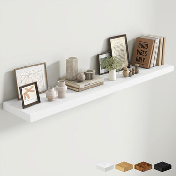 55 Inch Fireplace Mantel Shelf, 10 Inch Deep Shelves for Display & Wall Storage, Rustic Wood Wall Shelf, Extra Long