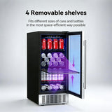 Beverage Cooler 15 Inch Hold 120 Cans,Under Counter/Freestanding Beverage Refrig