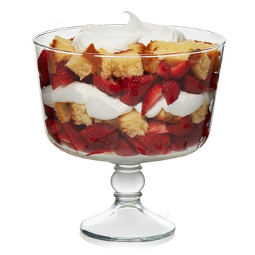 Selene Glass Footed Trifle Bowl, Artisan Inspired, Classic Clear Glass Bowl with Pedestal, Trifle Dish for Layered