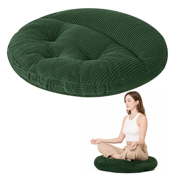 Meditation Cushion, 32 Inch Large Oval Floor Pillow, Green