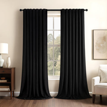 102 Inches Long Custom Velvet Blackout Curtains Bedroom Black Viral Pleated Noise Cancelling Drapes with Pin Hooks