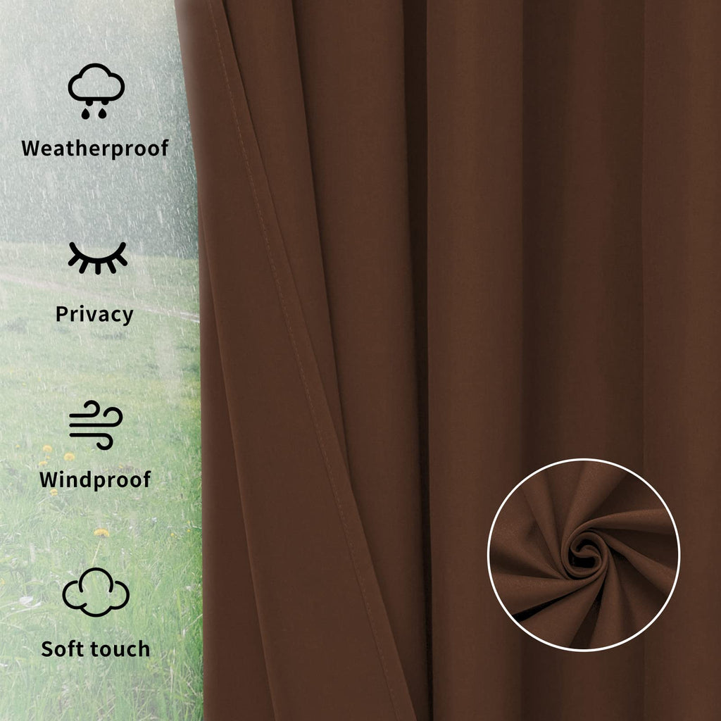 Outdoor Curtains 1 Panel, 150x84 inch, Brown