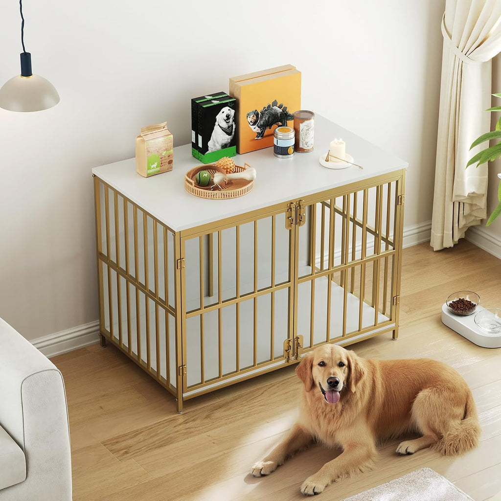 38.6" Dog Crate Furniture, Wooden Dog Kennel Indoor, Heavy Duty Dog Cage for Small/Medium Dog