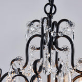 Plug-in 4-Lights Crystal Chandelier with K9 Crystals, Black Farmhouse Style Pendant Light, H17 x D12, Chain Adjustable A109-B0D73KR1MX