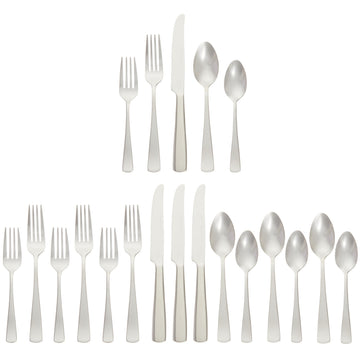 20-Piece Stainless Steel Flatware Set with Square Edge, Dishwasher Safe, Simple Design, Service for 4, Silver