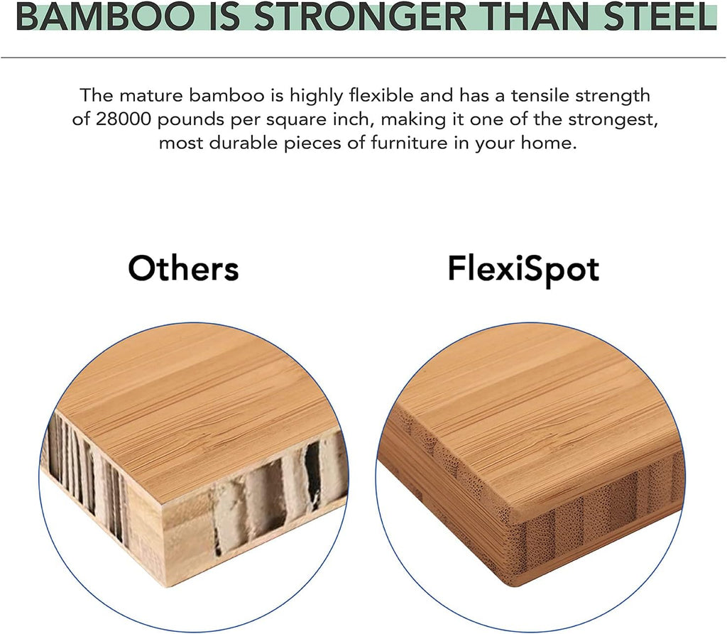 E6 Pro Large 72" x 30" Organic Modern Bamboo Standing Desk, Electric Dual Motor 3-Stage Height Adjustable Desk with