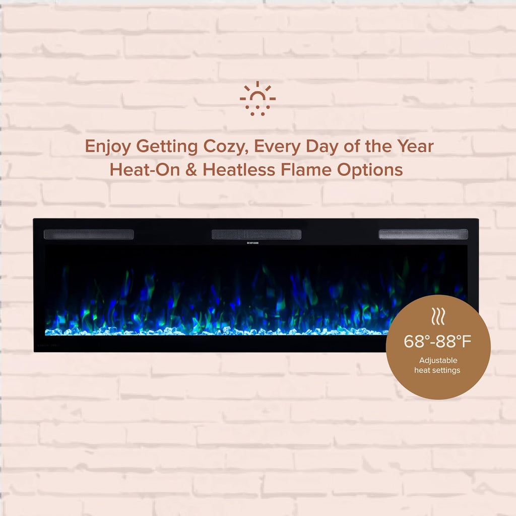 Modern Ember Vibrance 60 Inch Smart Linear Electric Fireplace Insert