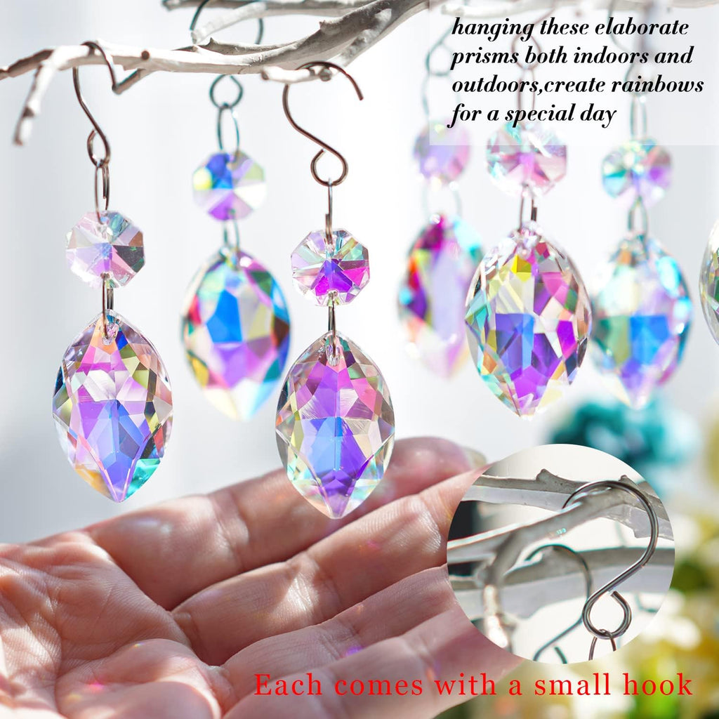 20pcs 38mm Horse Eye Chandelier Crystals, Crystal Chandelier Prisms Pendants Parts Connected Glass Octagon Beads Hanging