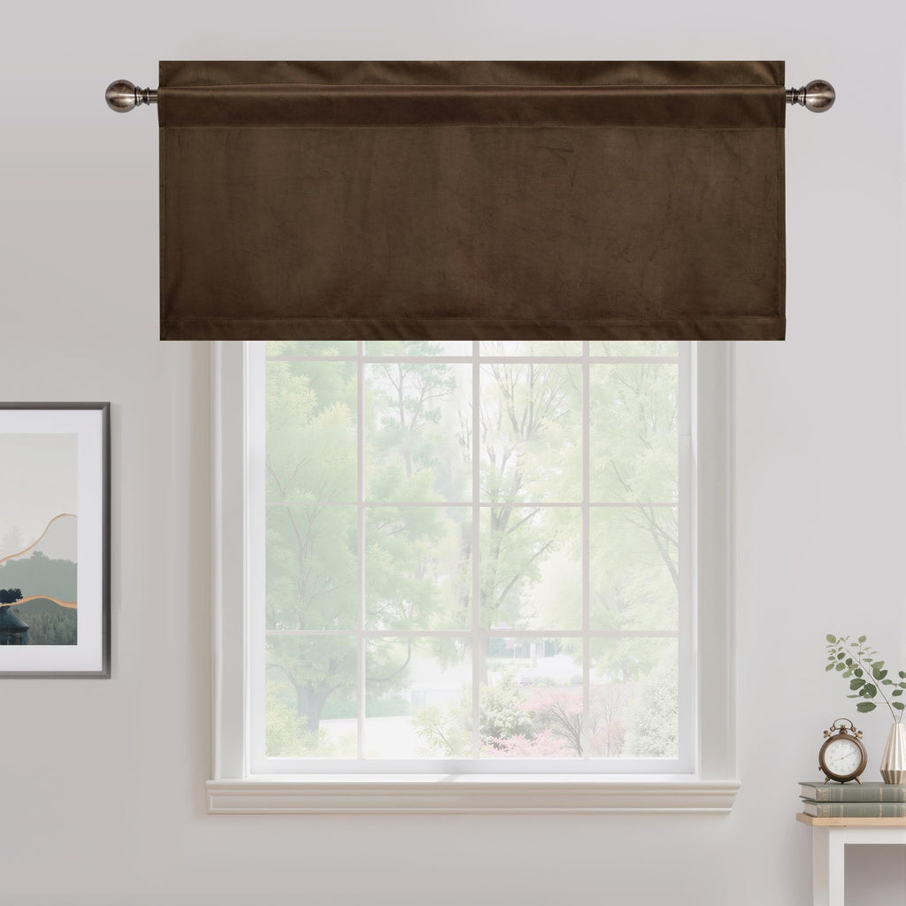 Brown Velvet Valance Curtain, W42 x L18, 1 Panel