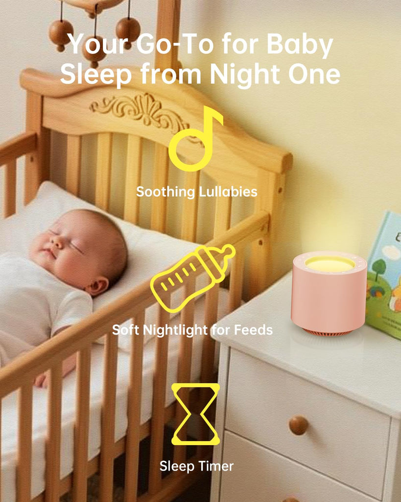 Dimmable Nursery Night Light: Red Light Therapy Sleep Sound Machine with 38 Sounds & Calming Womb Soother Memory Function