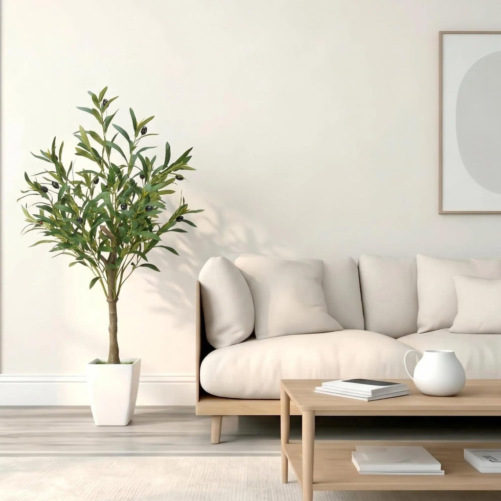 Small Olive Tree, 3FT Faux Olive Trees with White Planter