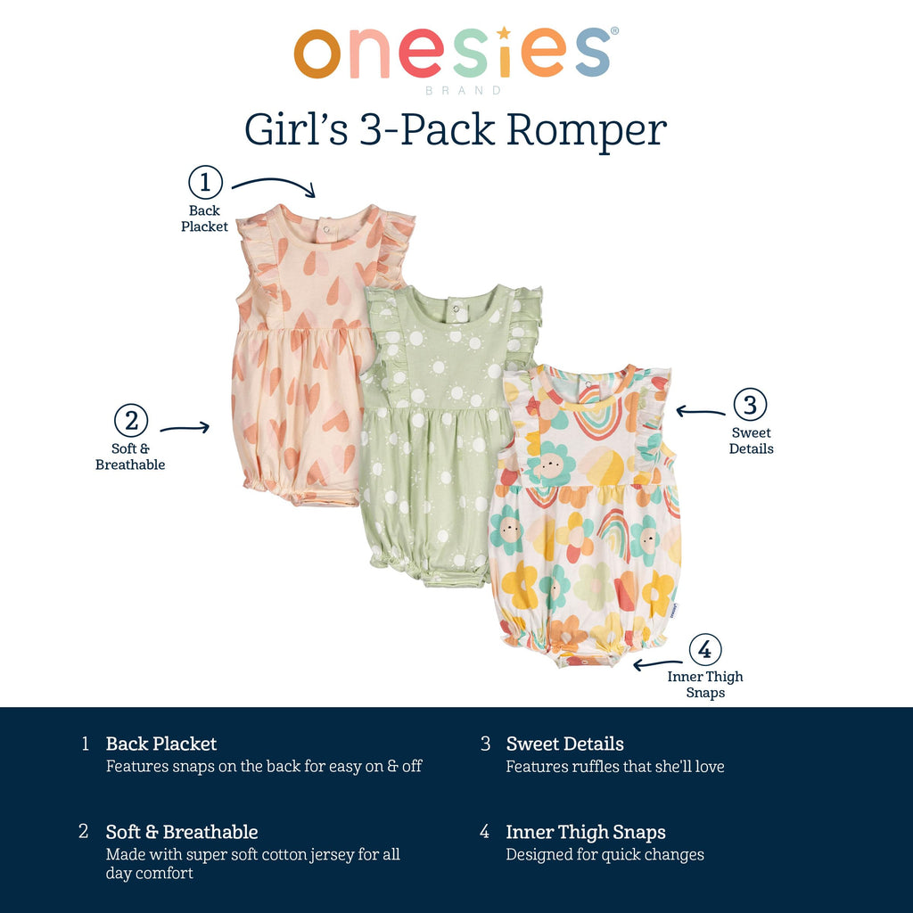 Baby Girls' Pack Romper, Garden, Newborn