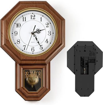 Sunexinlo Pendulum Wall Clocks Battery Operated,Regulator wall Clock with Pendulum,Vintage Decorative Grandfather Clock for Living...