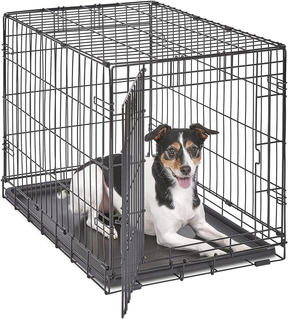 30-Inch iCrate for Medium Breeds, 21-40 lbs, Single Door Folding Dog Crate with Divider Panel