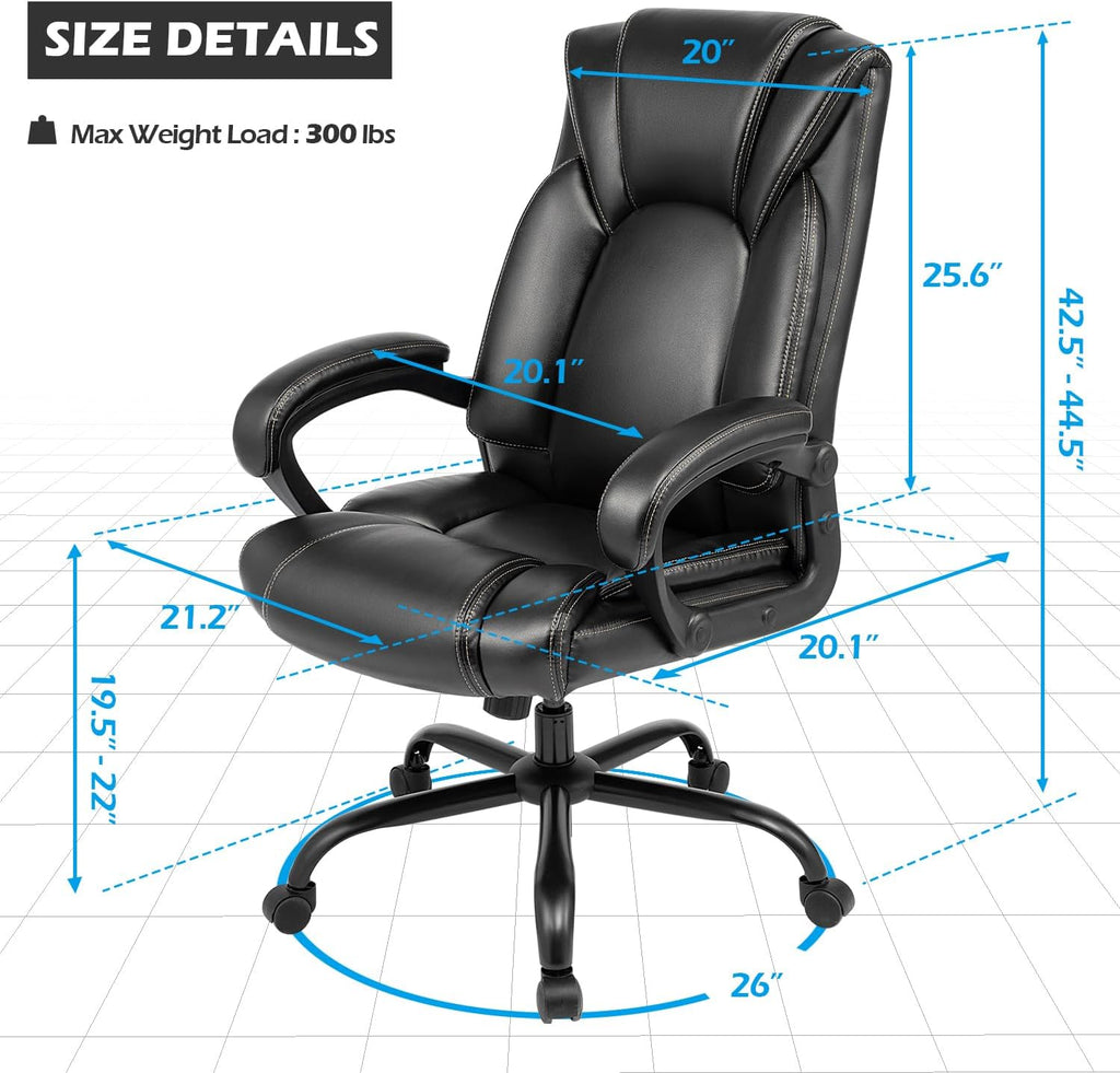 Executive Desk Chair Computer Chair with 5-Year hydrolysis-Resistant Leather Spring Cushion Ergonomic Support Tilting
