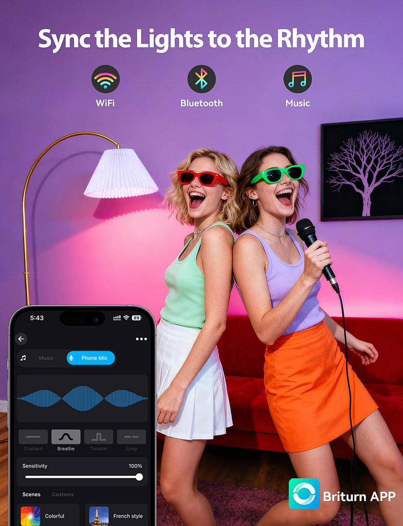 Smart Light Bulbs, Color Changing Light Bulb, Work with Alexa & Google Assistant, RGBWW A19 LED Light Bulbs Dimmable