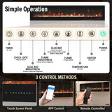 Smart Electric Fireplace - 80 Inch Electric Fireplace Inserts, Wall Mount or in-Wall Recessed Fireplace Heater