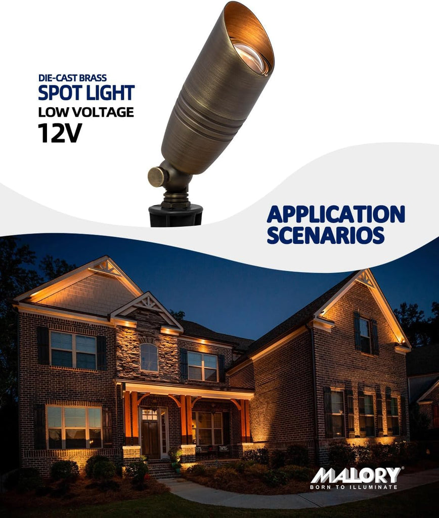 Brass Landscape Spotlights 1-Pack with MR16 Bulb(S02), 12V Low Voltage Landscape Lighting LED Outdoor Spot Uplights