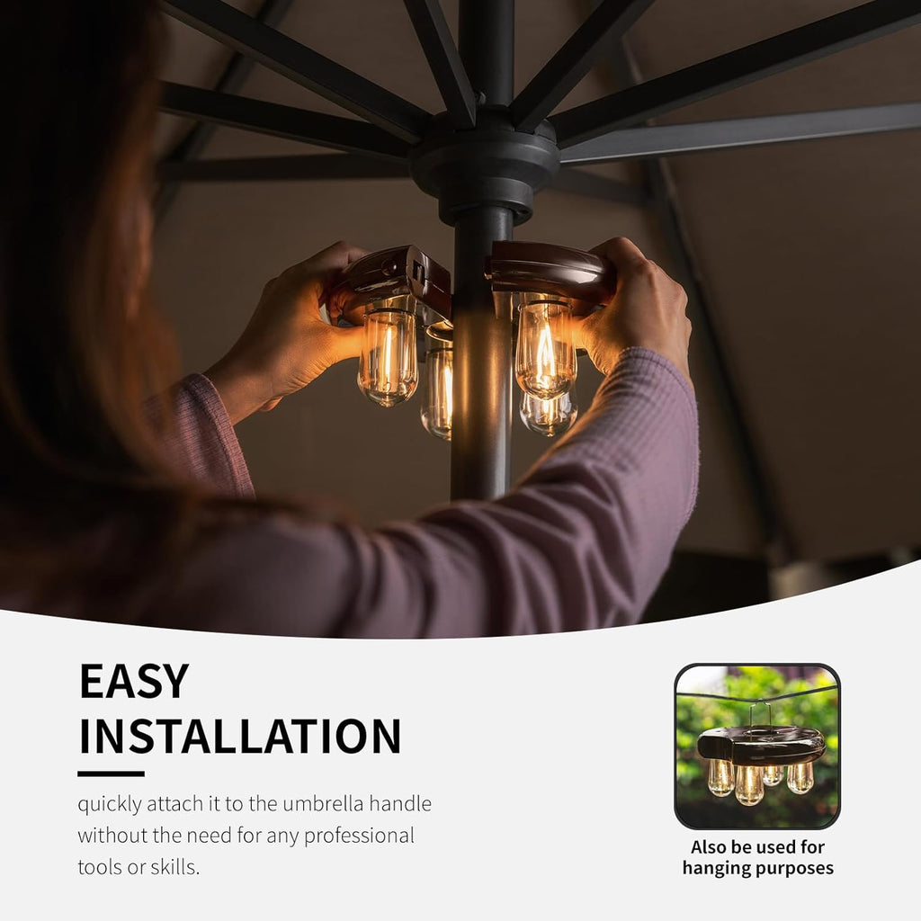 Patio Umbrella Light with LED Edison Bulbs