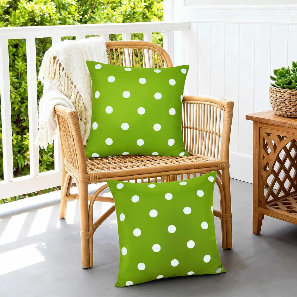 Outdoor Throw Pillow Covers Set of 2 Water Repellent Decorative Pillow Covers, Spring, Summer,18X18 Inches, Green