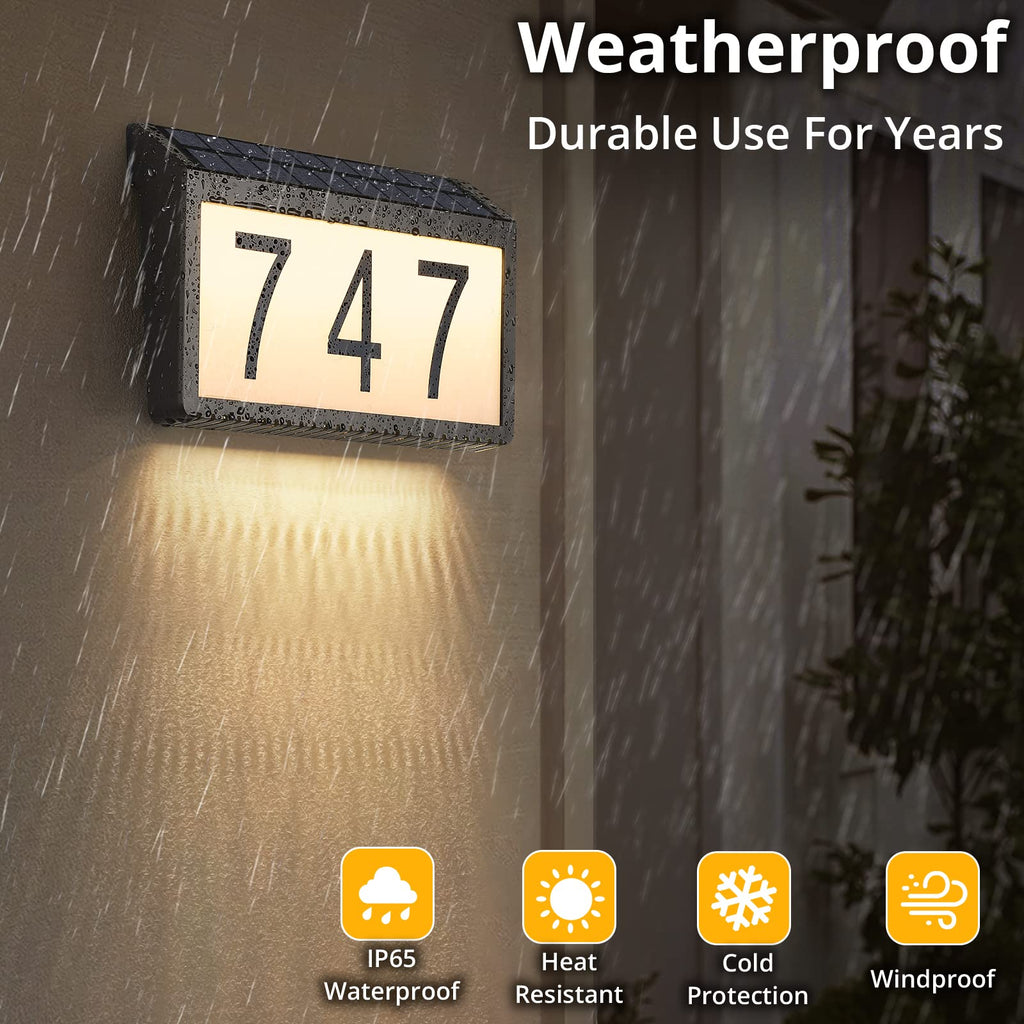 Solar Powered Address Sign House Number Waterproof 3-Light Modes