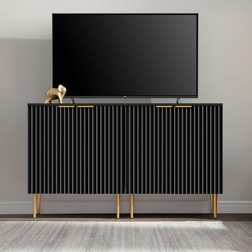 57" Modern Sideboard Buffet Cabinet - Elegant Storage Credenza with 4 Doors & Adjustable Shelf