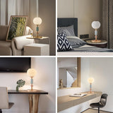 Modern Milk White Glass Table Lamp Bedside Nightstand Lamp Metal Desk Light with Plug Cord Switch Living Room Dining