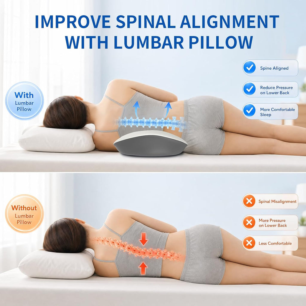 Lumbar Support Pillow for Bed Sleeping - Lower Pillow for Back Pain Relief | Memory Foam Waist Pillow for Bed Sofa