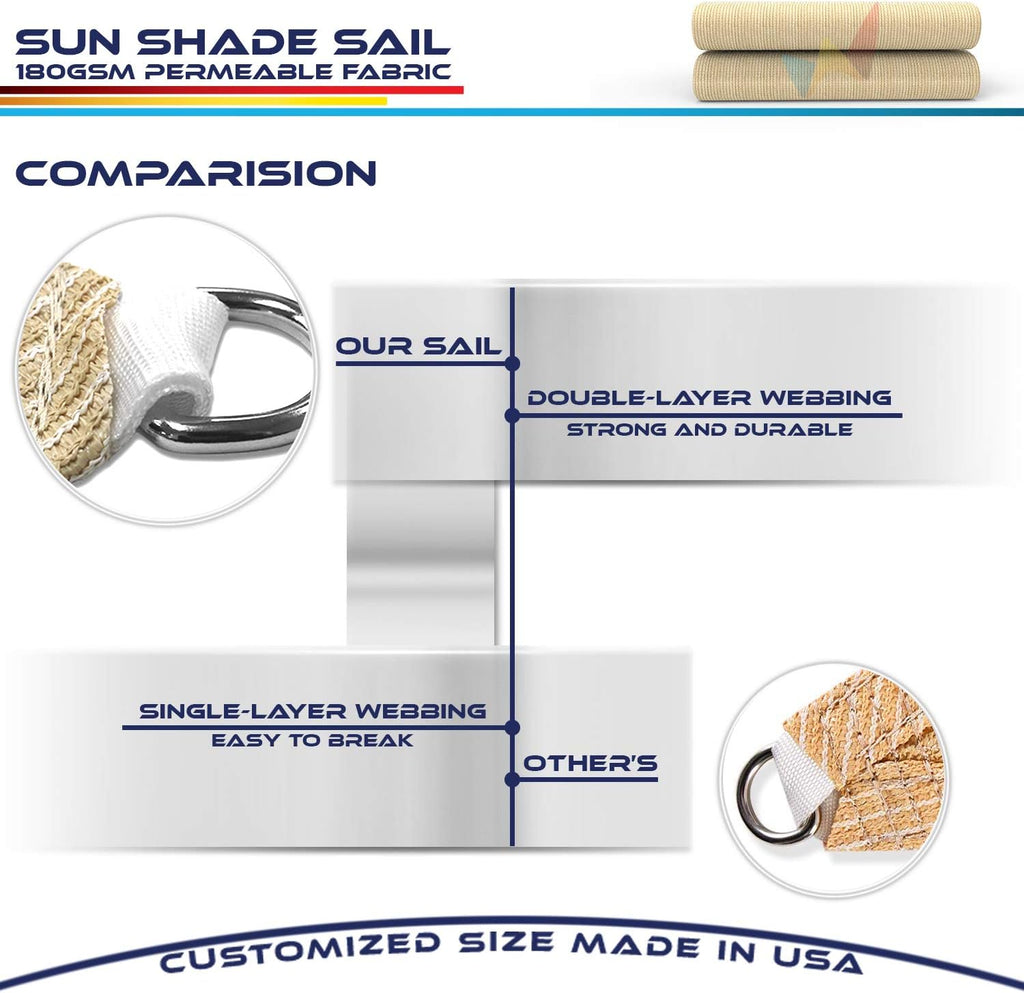 11' x 11' x 11' Sun Shade Sail Equilateral Triangle Outdoor Canopy Cover with Hardware Kit UV Block for Backyard