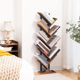 Tree Bookshelf, 9-Tier Bookcase Wooden Shelves, Floor Standing Storage Rack, for Display of CDs, Books