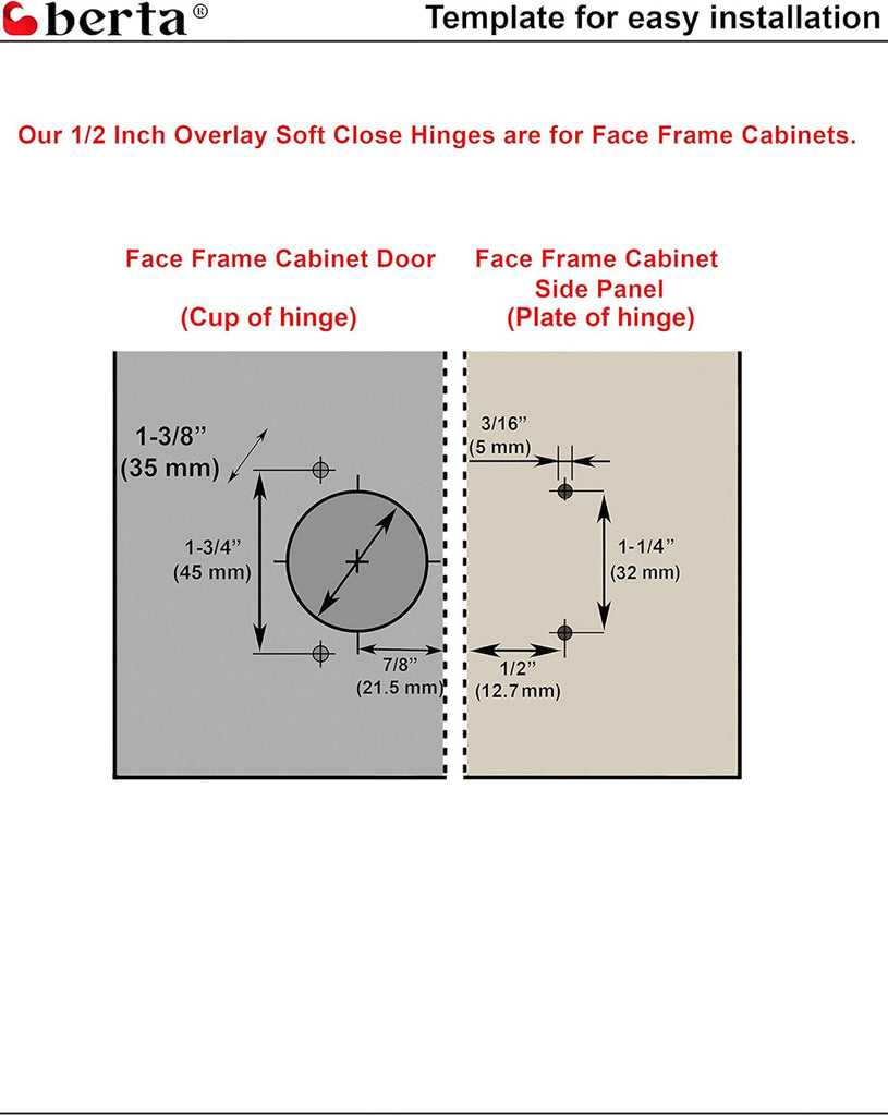 20-Pack, Full Overlay Cabinet Door Hinges,105 Degree Adjustable Concealed Kitchen Cabinet Hinges Soft Close for Face