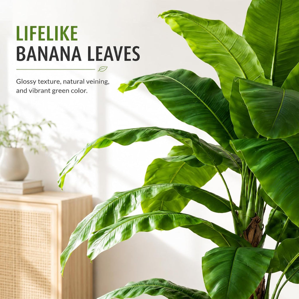 10ft Extra Tall Artificial Banana Tree, Fake Banana Leaf Plant with 27 Faux Banana Leaves, Perfect Indoor Outdoor