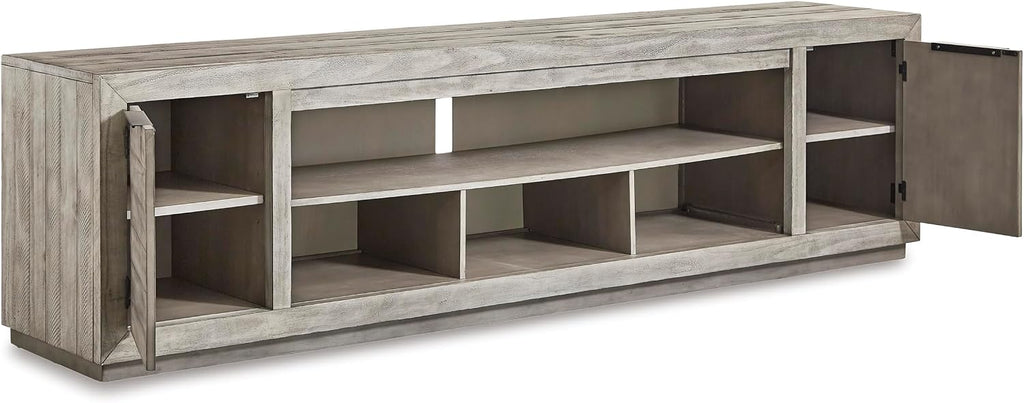 92" TV Stand with Electric Fireplace for TVs up to 105", Gray