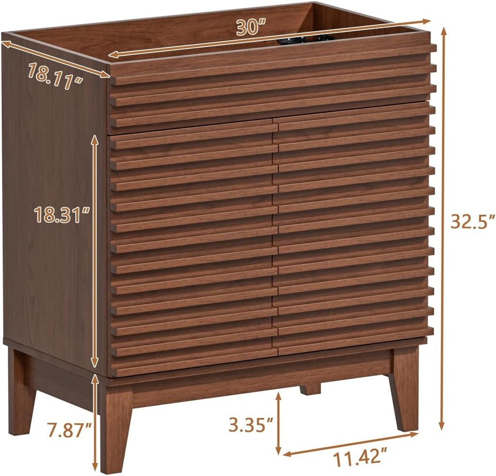 30" Bathroom Vanity, Mid-Century Freestanding Bathroom Vanity Cabinet with Storage
