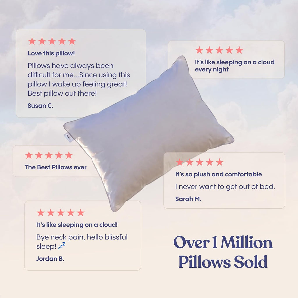 Down Alternative Bed Pillows - Standard/Queen Size, Soft (2 Pack) | 100% Cotton Cover, Recycled Vegan Microfiber