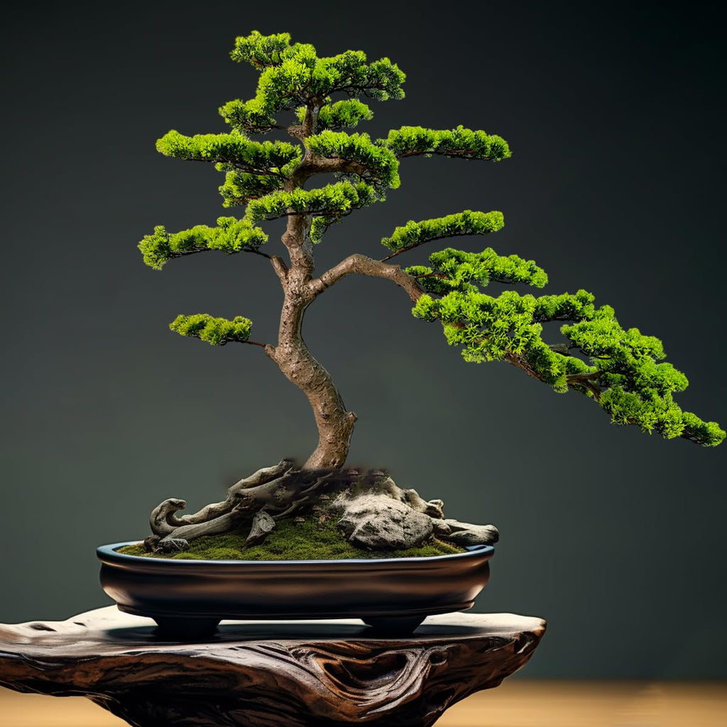 3ft Artificial Juniper Bonsai Tree with Black Plastic Pot