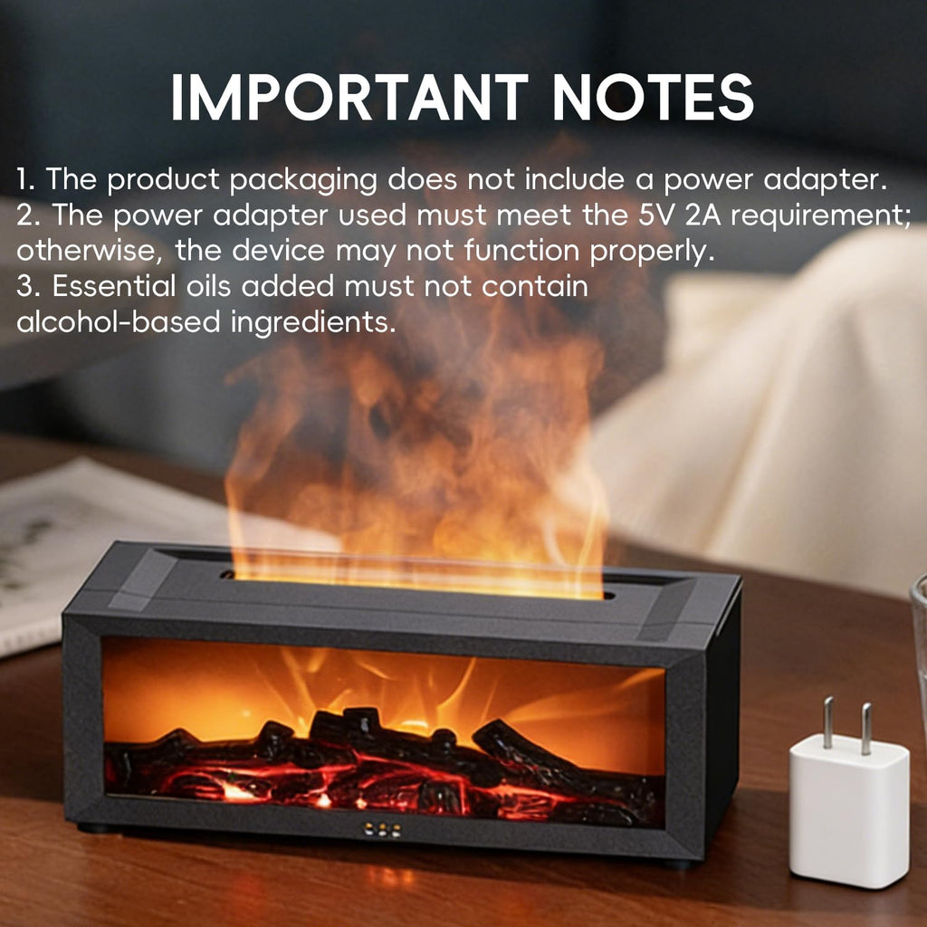 Essential Oil Diffuser, 7 Colors Fireplace Flame Fire Oil Diffuser, 150ml Ultrasonic Aromatherapy Humidifier, Scent