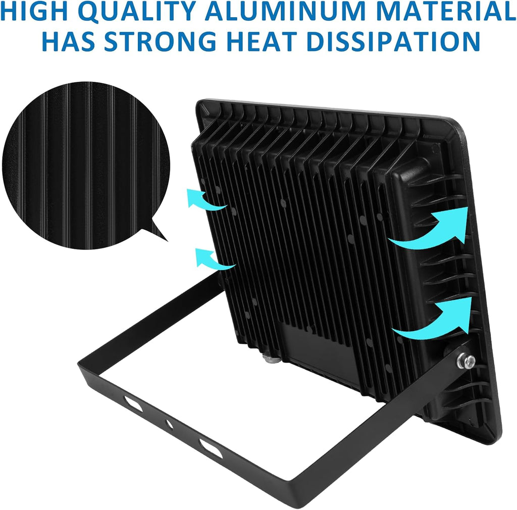 100W LED Flood Light Outdoor, 10000LM Super Bright Floodlight Outside Work Lightwith Plug, 6500K Daylight White LED