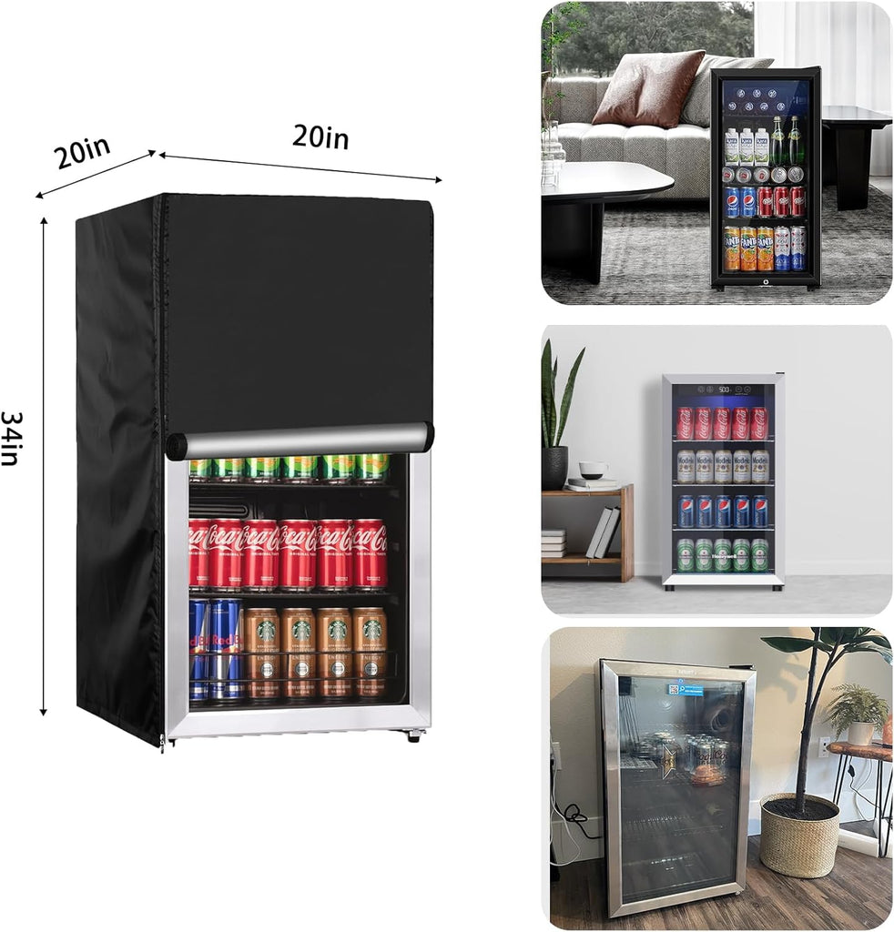 Beverage refrigerator cover 20''W x 20''D x 34''H,Suitable for 3.2 cu ft Beverage fridge/Mini fridge, 600D Oxford