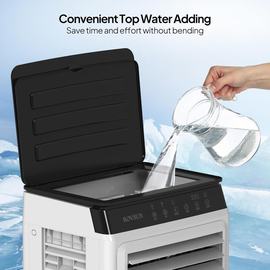 2300CFM Portable Air Cooler, 7.9Gal/30L Evaporative Swamp Cooler, 3-IN-1 Cooling Fan with Remote Control