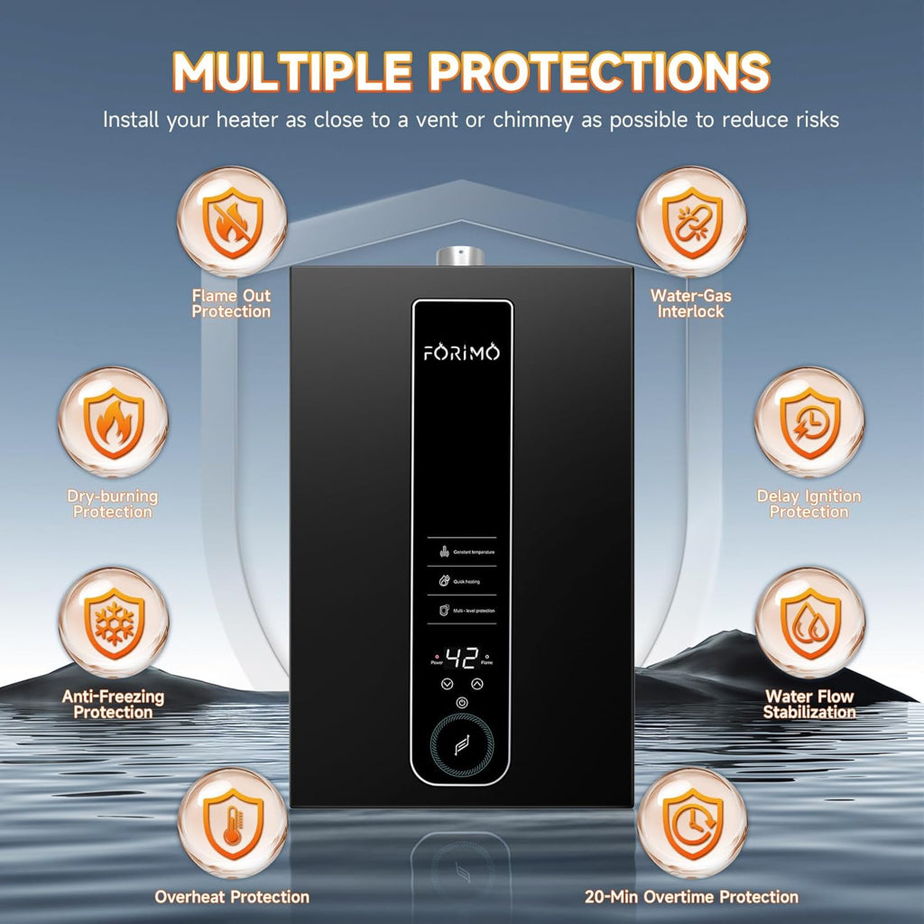 Natural Gas Tankless Water Heater, 4.74 GPM 18L Indoor, Constant propane water heater