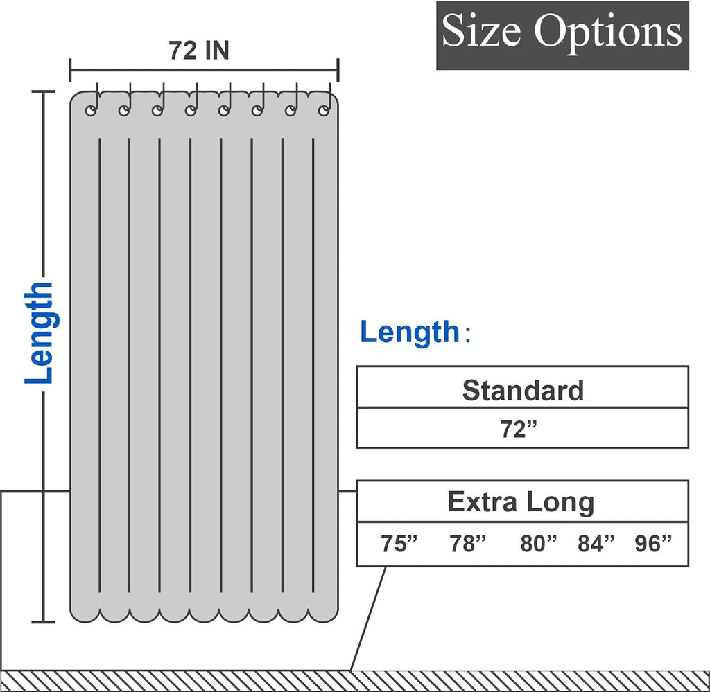 Waffle Weave Extra Long Shower Curtain White, 72x96 | Heavy Weight Fabric, Cotton Blend, Hotel Luxury Spa, Machine
