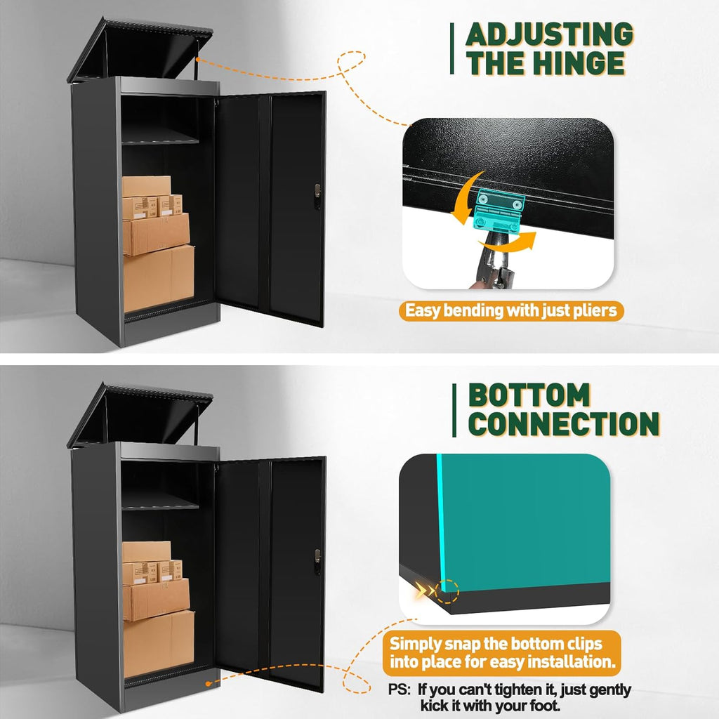 Package Delivery Boxes Drop Boxes with Secure Storage - Black